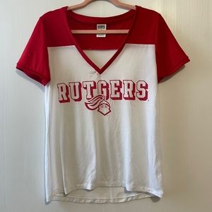 VICTORIA'S SECRET PINK Rutgers College Football Mesh Jersey Shirt Sz L
